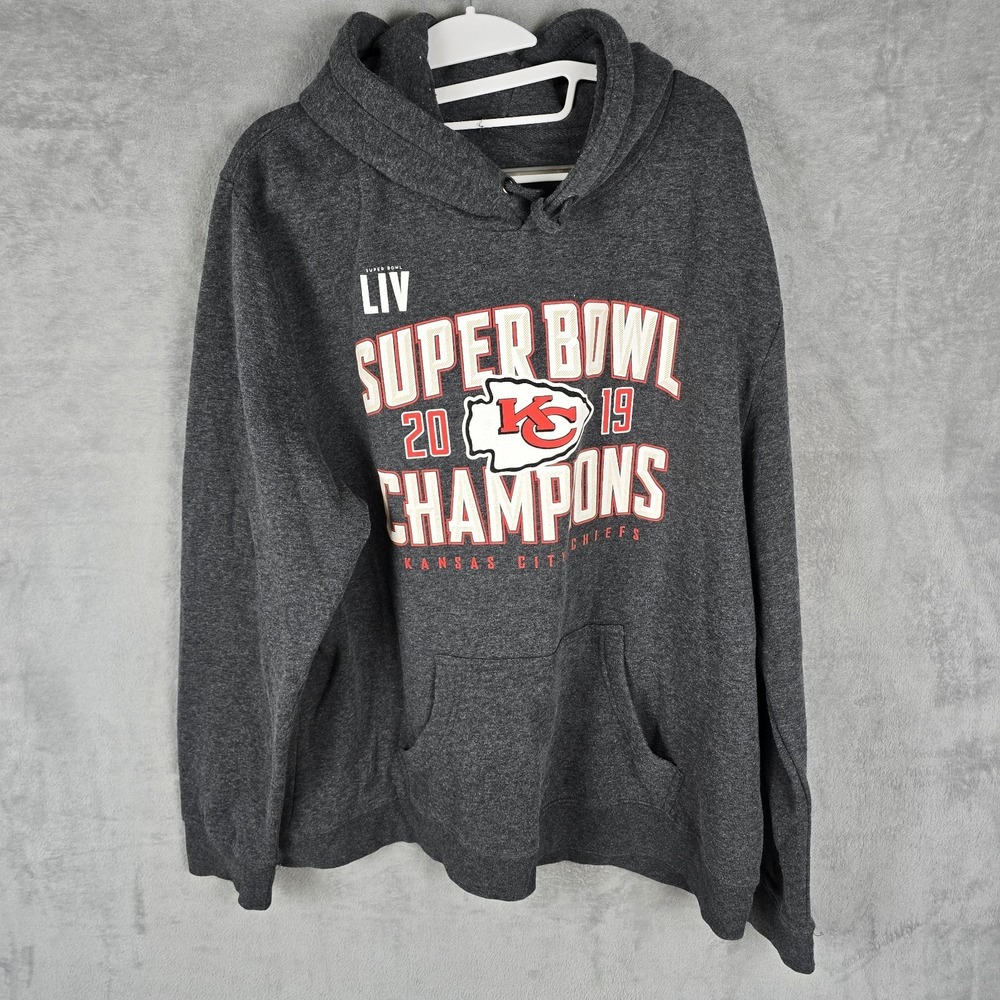 NFL Kansas City Chiefs Super Bowl LIV Champions Hoodie Gray Mens XL 2019 Victory